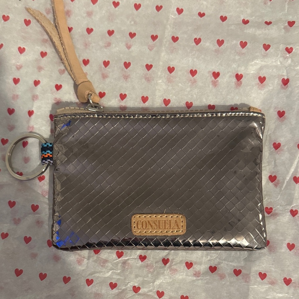 Consuela Silver Wristlet Clutch